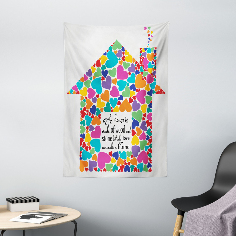 House with Hearts Home Love Tapestry