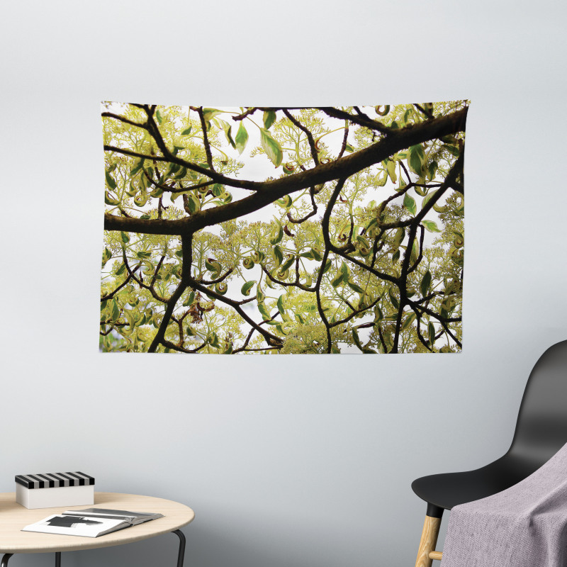 Close up Leafy Branches Photo Wide Tapestry
