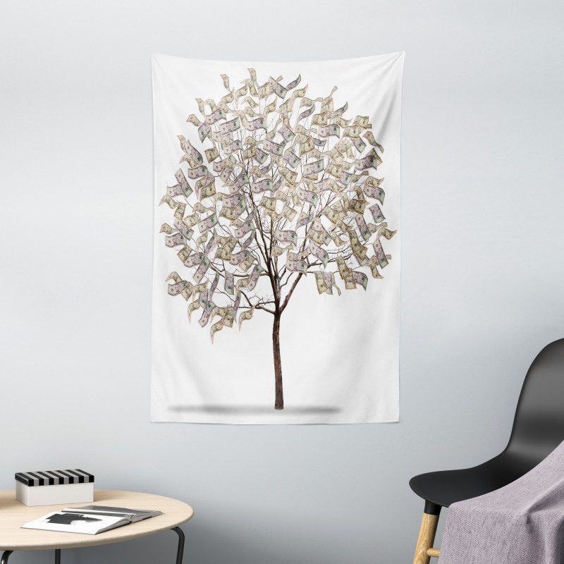 Surreal Money Leafy Tree Tapestry