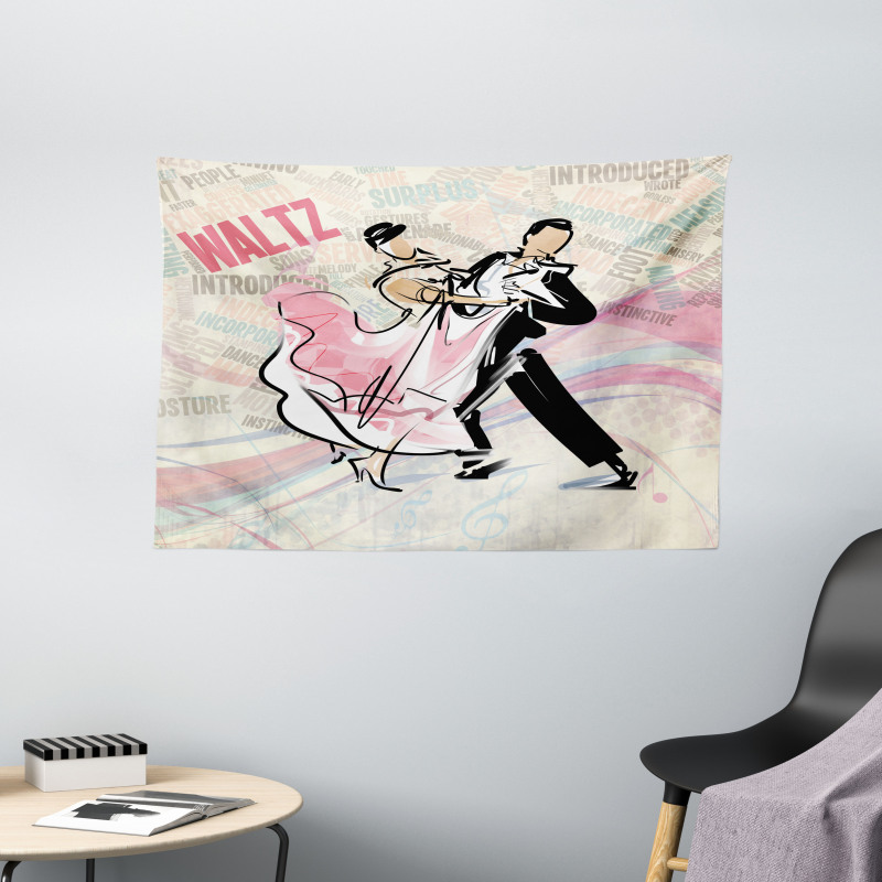 Romantic Dancing Couple Words Wide Tapestry