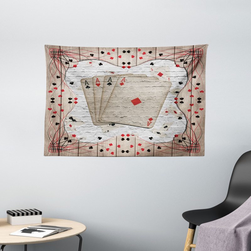 Lucky Gambling Cards Art Wide Tapestry