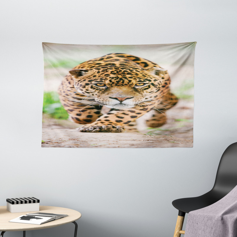 Jungle Fauna Predator Cat Wide Tapestry