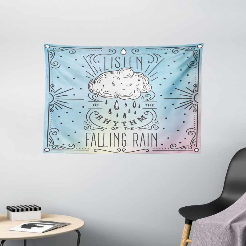 Listen Falling Rain Rhyme Wide Tapestry