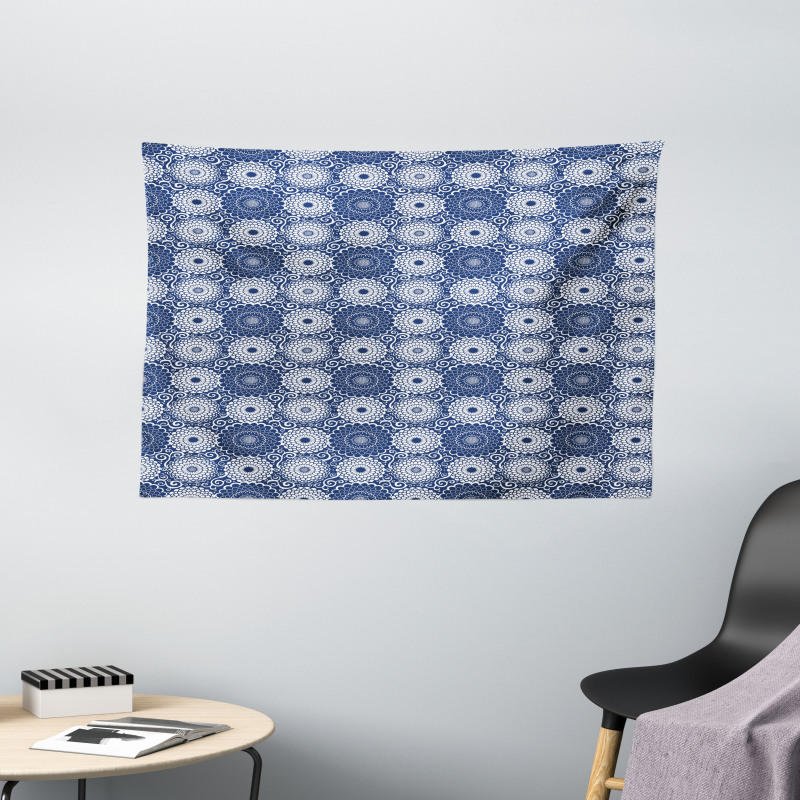 Large Flowers Curls Wide Tapestry