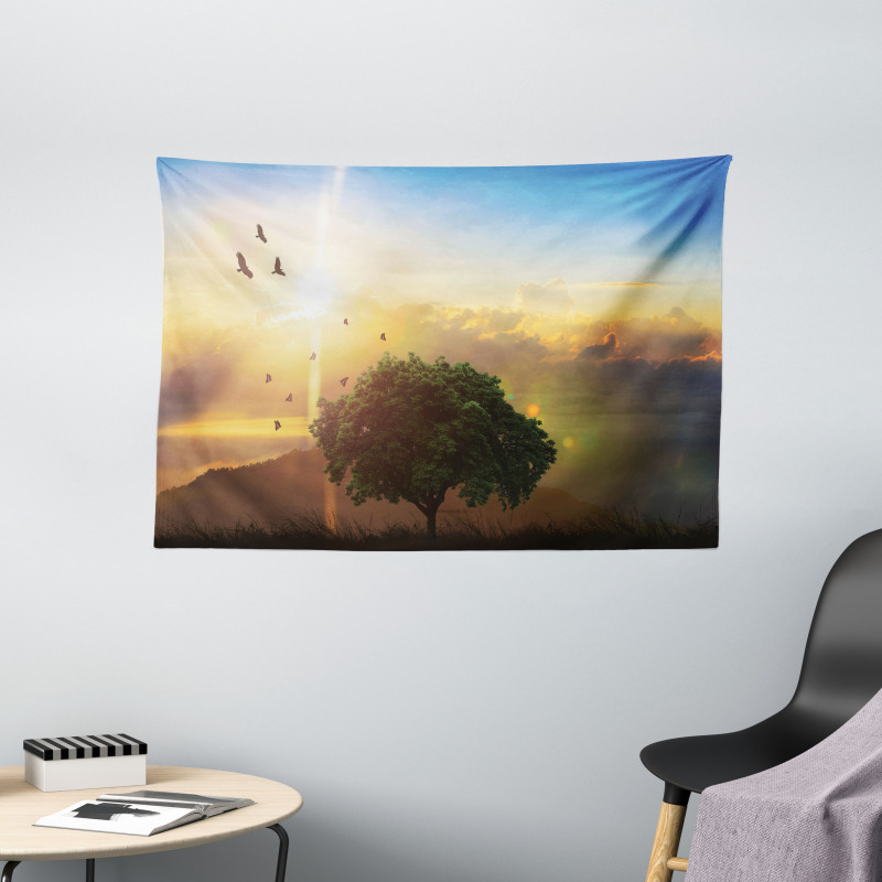 Romantic Fairy Sunset View Wide Tapestry