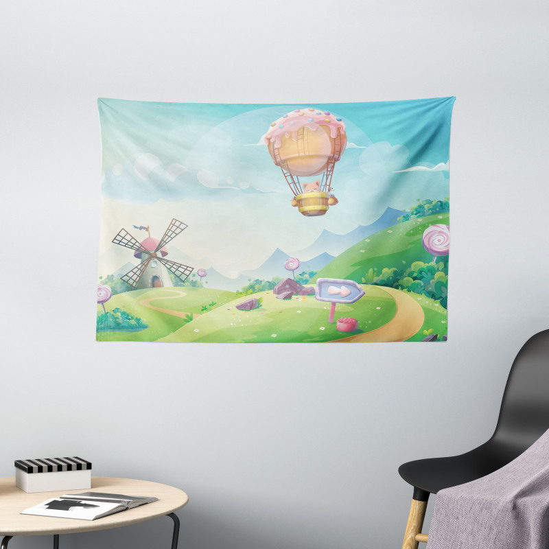 Candy Houses and Lollipop Wide Tapestry