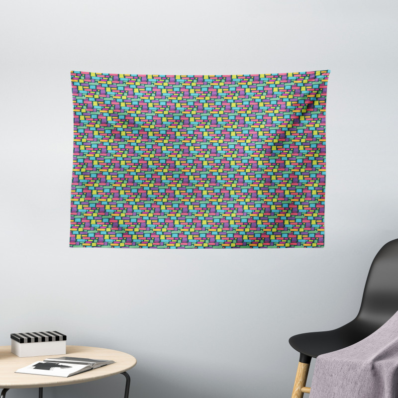 Cobblestone-like Shapes Wide Tapestry