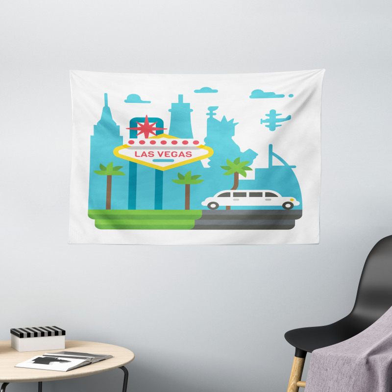 Cartoon Limo City Sign Wide Tapestry