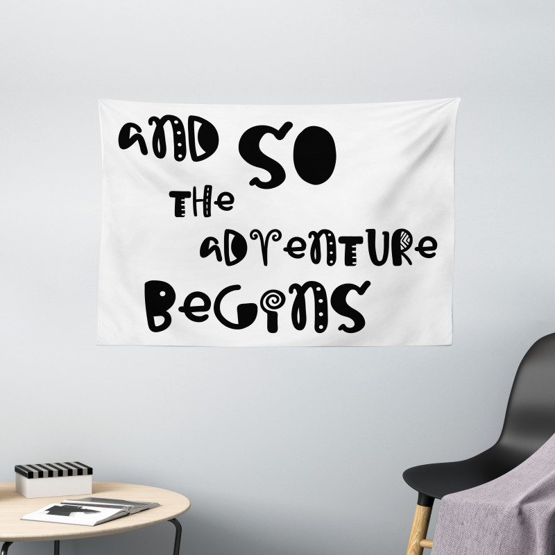 Hand Drawn Calligraphy Retro Wide Tapestry