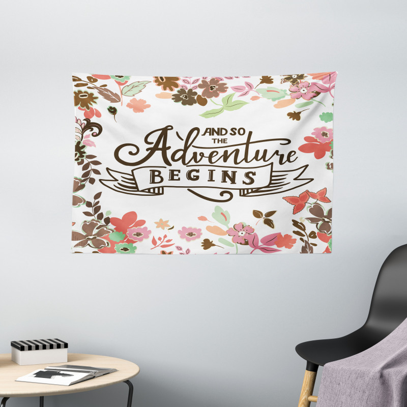 Flourishing Flower Silhouette Wide Tapestry