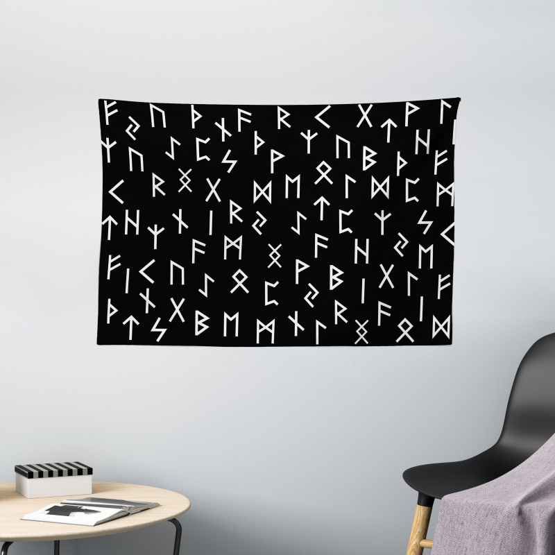 Elder Futhark Symbols Wide Tapestry