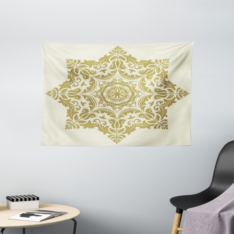 Classical Flower Motif Wide Tapestry