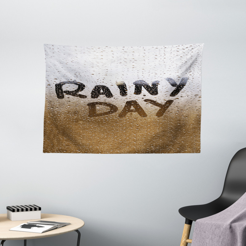 Blurred Rain Drops Photo Wide Tapestry