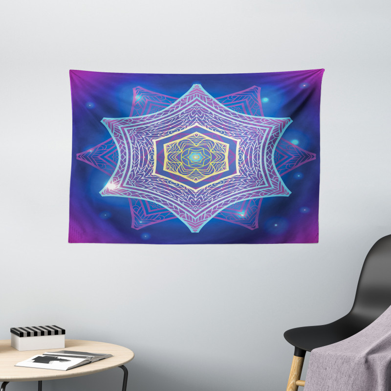Hexagons and Stars Wide Tapestry