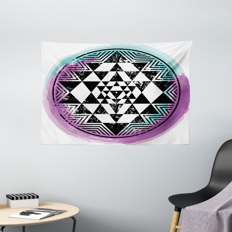 Triangle Watercolors Wide Tapestry