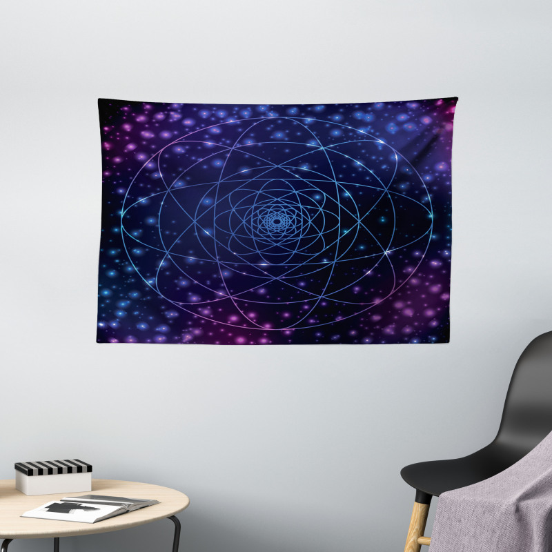 Outer Space Line Art Wide Tapestry