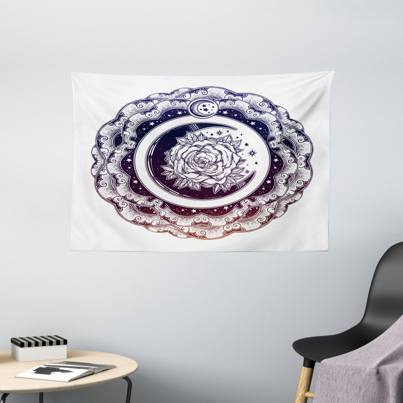 Eastern Crescent Moon Wide Tapestry