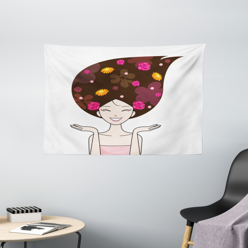 Anime Inspired Woman Wide Tapestry