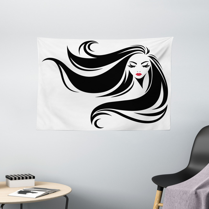 Stencil Art Woman Wide Tapestry