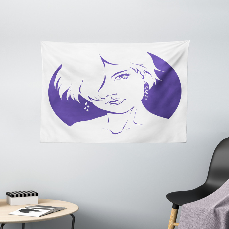 Monochrome Woman Wide Tapestry