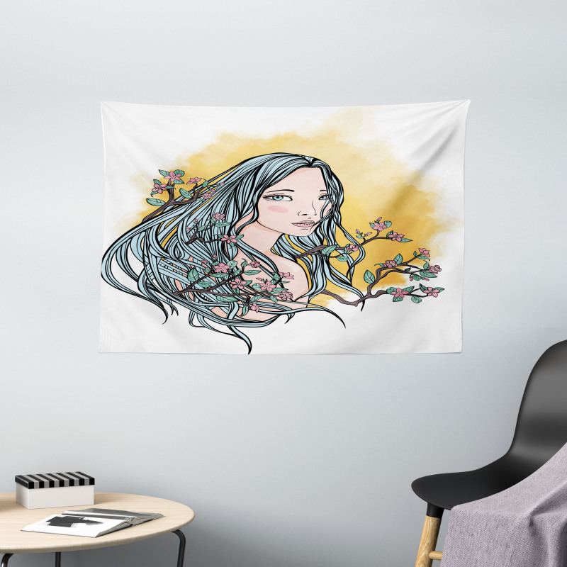 Japanese Cherry Blossom Wide Tapestry