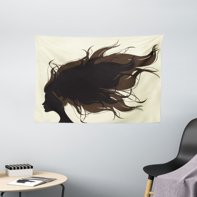 Fuzzy Hair Silhouette Wide Tapestry