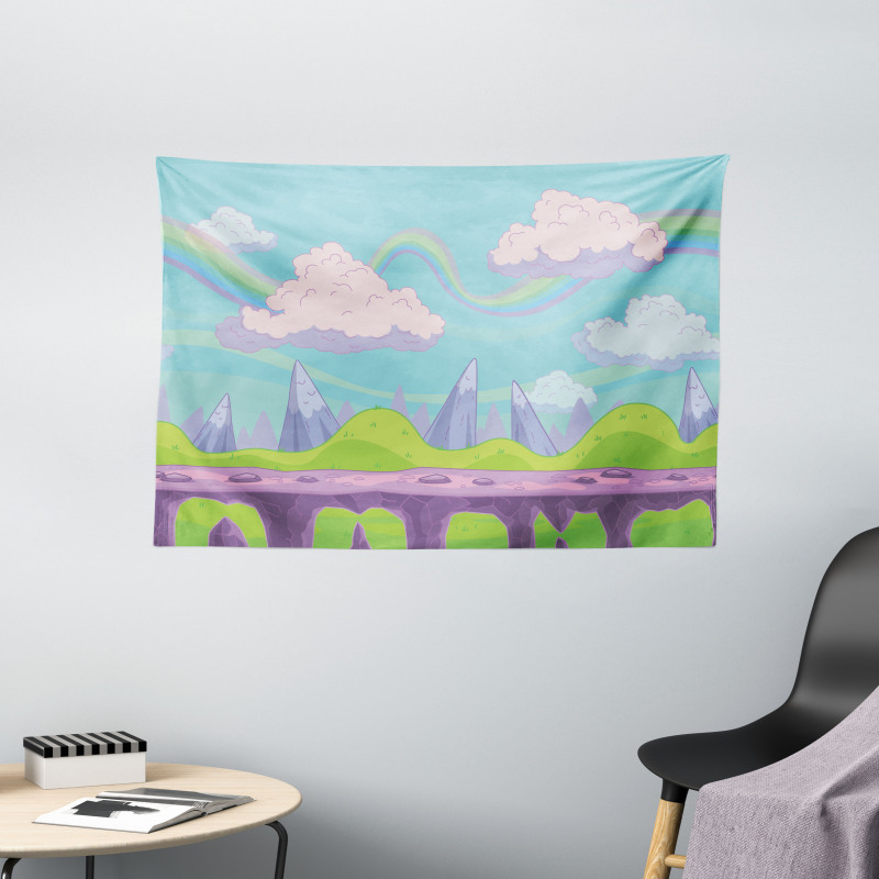 Abstract Fairy Tale Scene Wide Tapestry