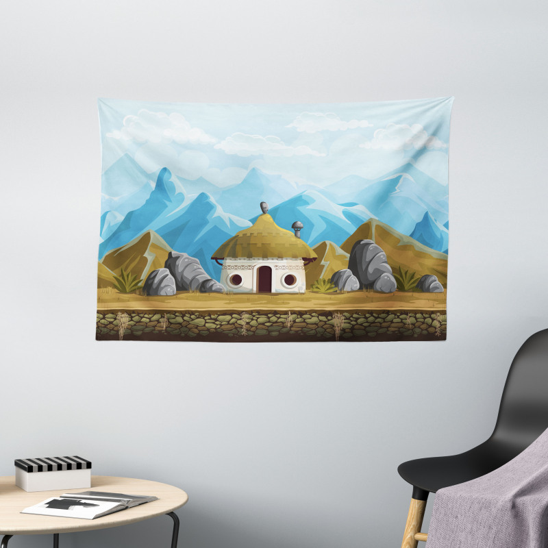 Hut in the Mountains Asia Wide Tapestry