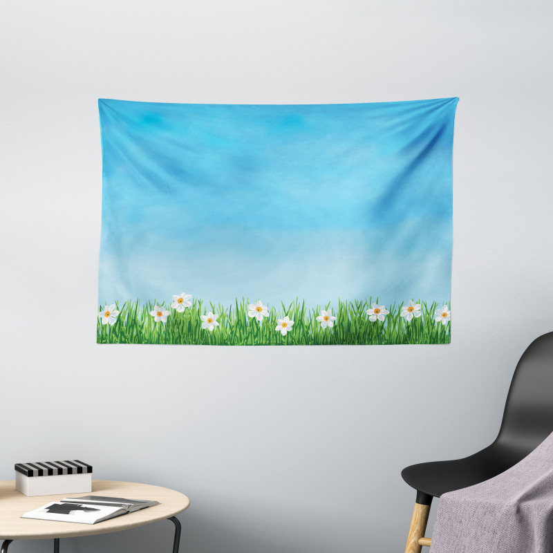 Blue Skies Blurred Background Wide Tapestry