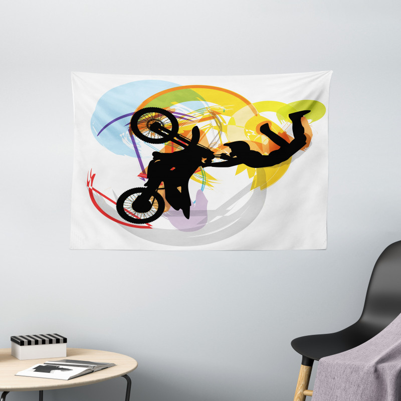 Motocross Rider Wide Tapestry