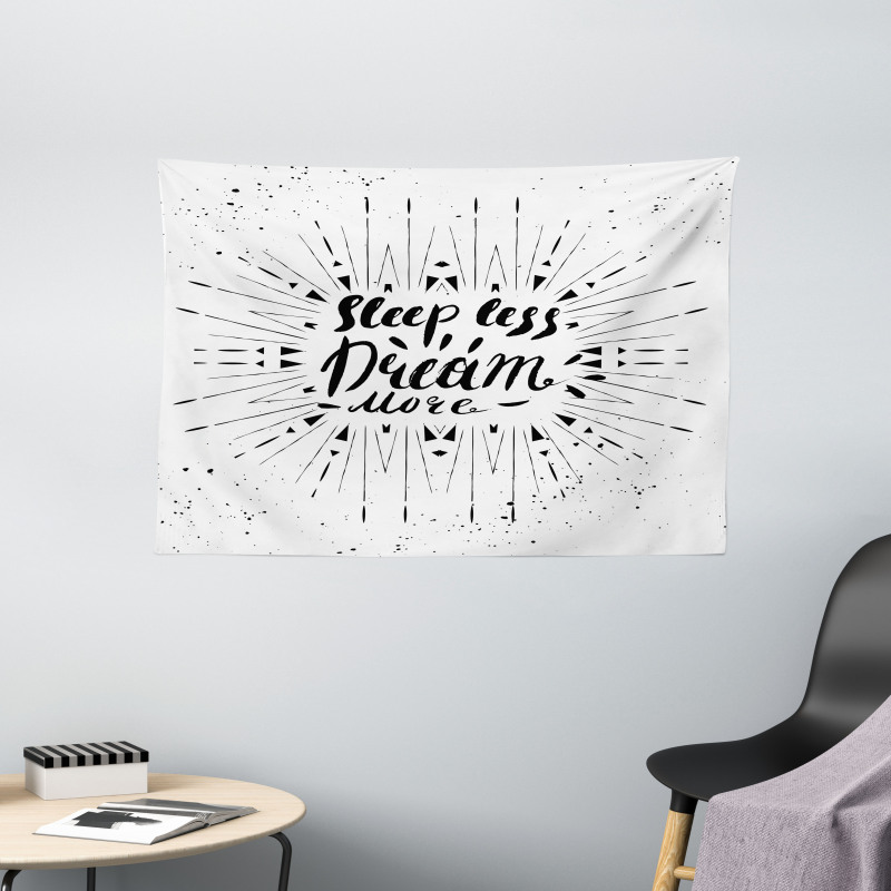 Sleep Less Dream More Text Wide Tapestry