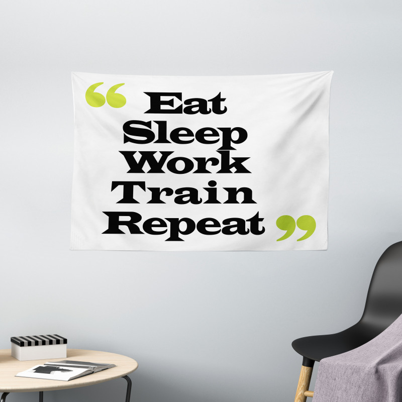 Eat Sleep Work Train Repeat Wide Tapestry