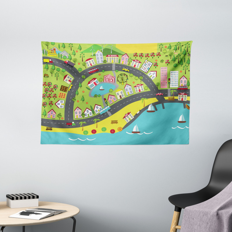 Landscape of Urban and Suburbs Wide Tapestry