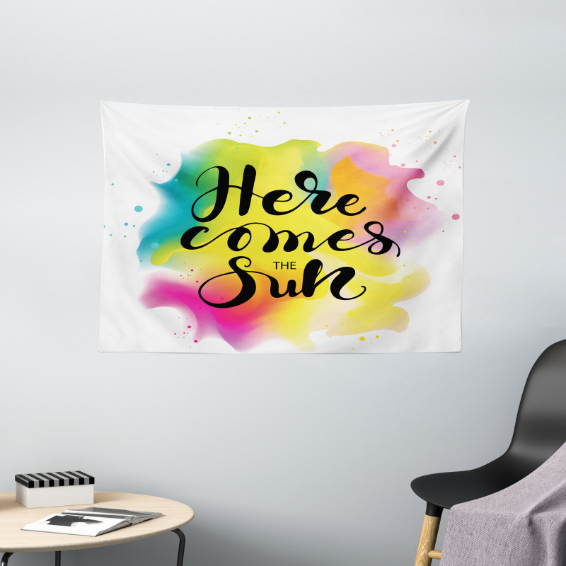 Here Comes Sun Text Wide Tapestry
