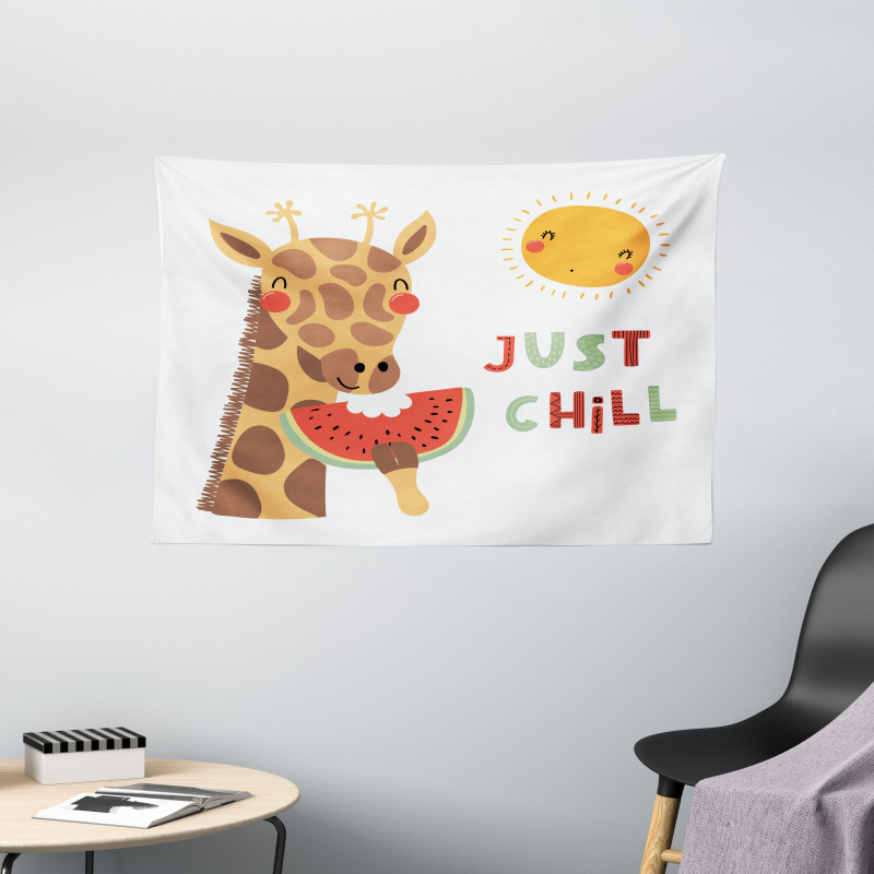 Watermelon Sun Chill Phrase Wide Tapestry