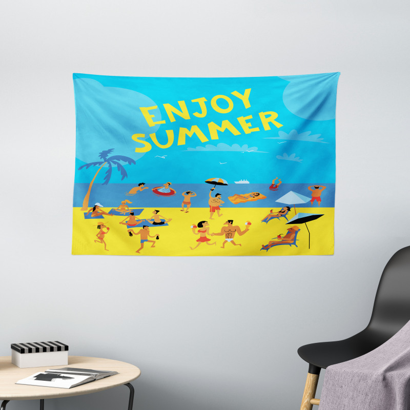 People Tropical Beach Wide Tapestry