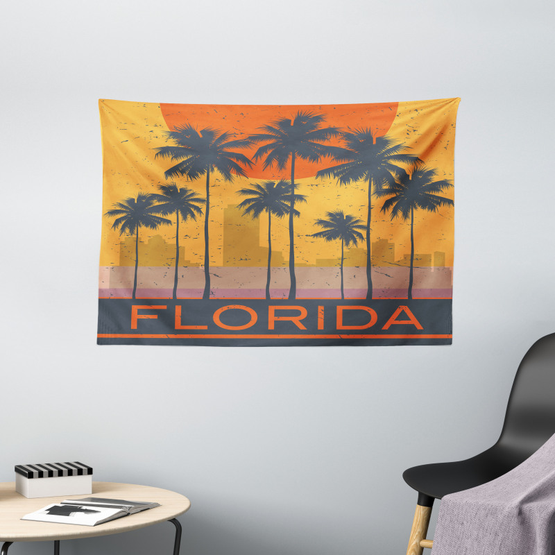Florida Coast Grunge Wide Tapestry
