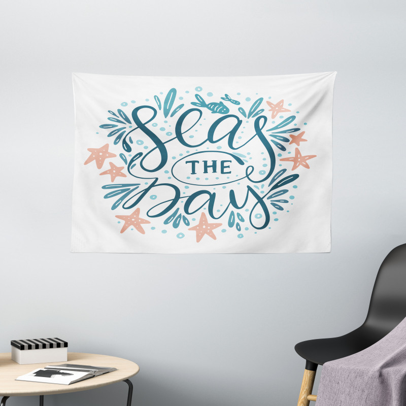 Seas Day Starfishes Wide Tapestry