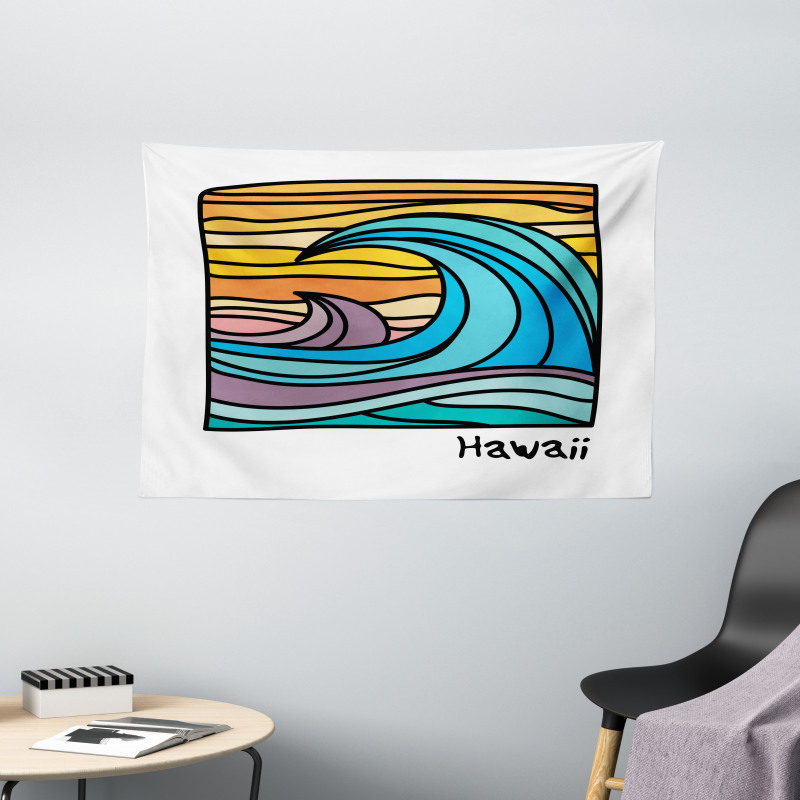 Abstract Ocean Waves Art Wide Tapestry