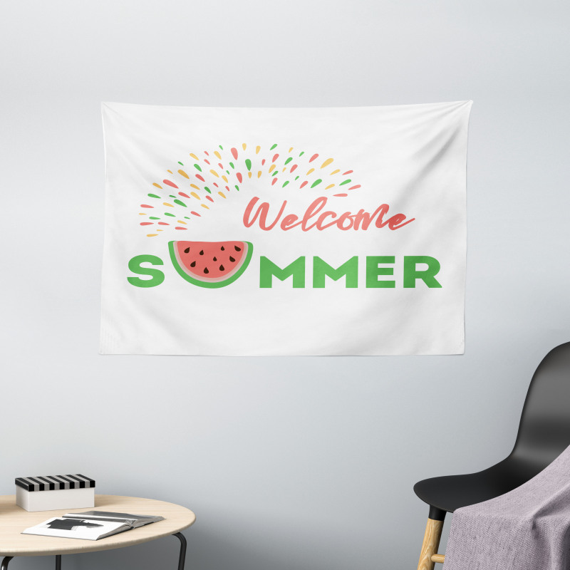 Welcome Summer Theme Wide Tapestry