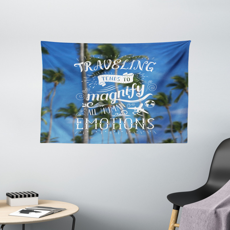 Travel Words Airplane Wide Tapestry