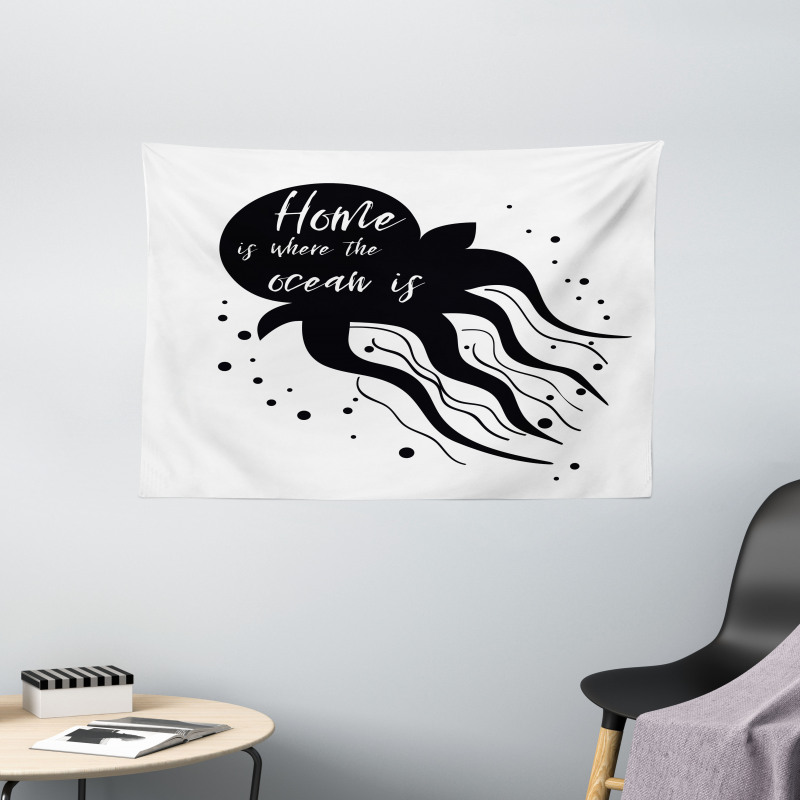 Jellyfish Silhouette Wide Tapestry