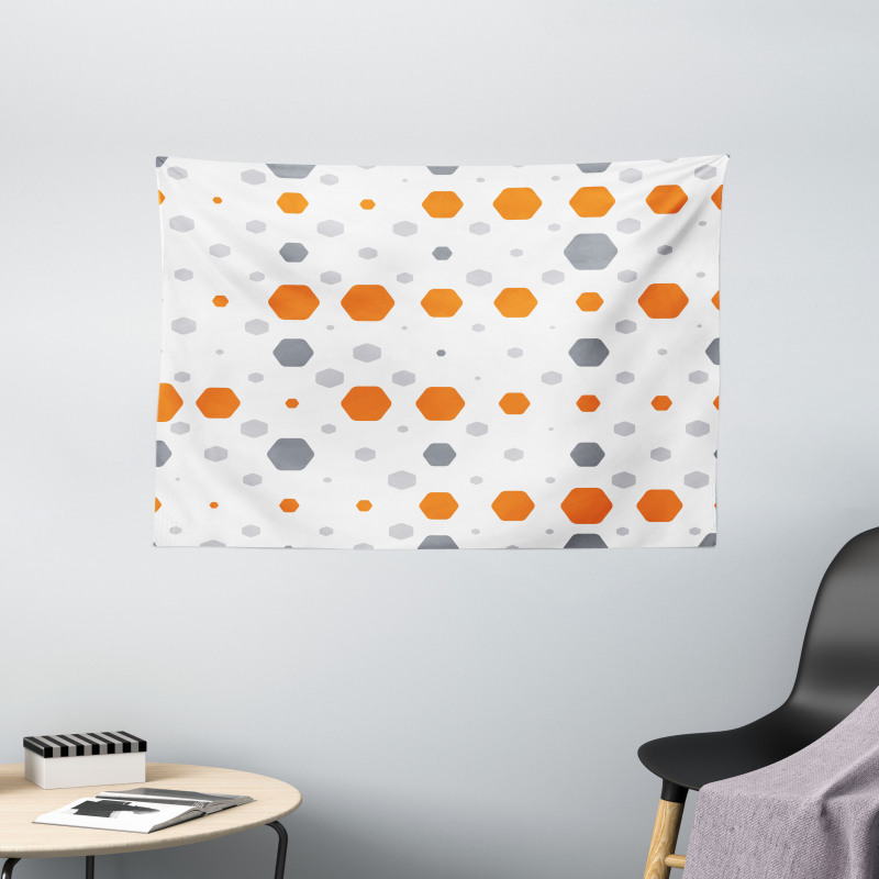 Abstract Hexagons Pattern Wide Tapestry