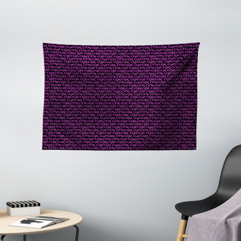Retro Funky Xoxo Lettering Wide Tapestry