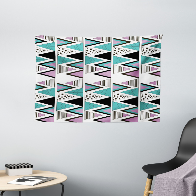 80s Memphis Zigzag Wide Tapestry