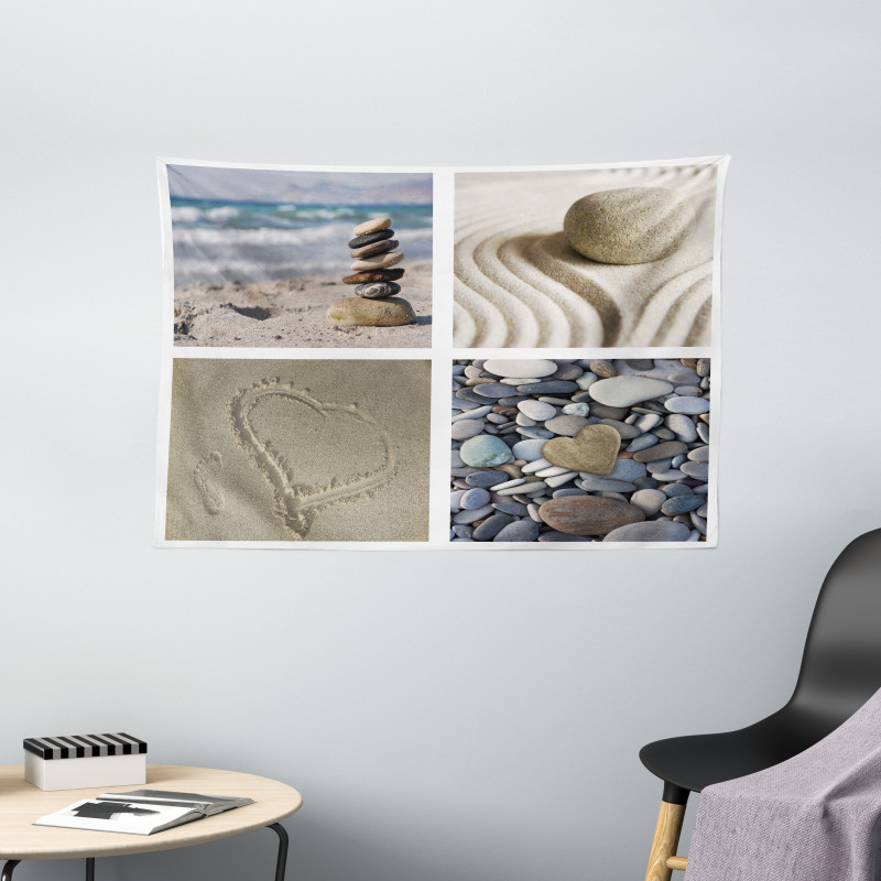 Sand and Pebbles Collage Wide Tapestry