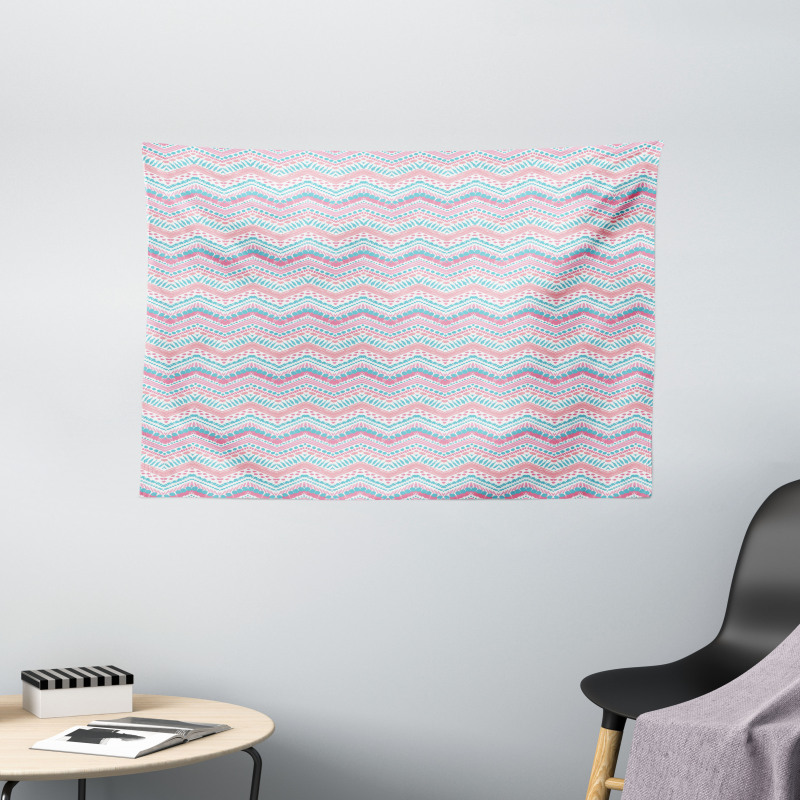 Brush Stroked Zigzags Wide Tapestry