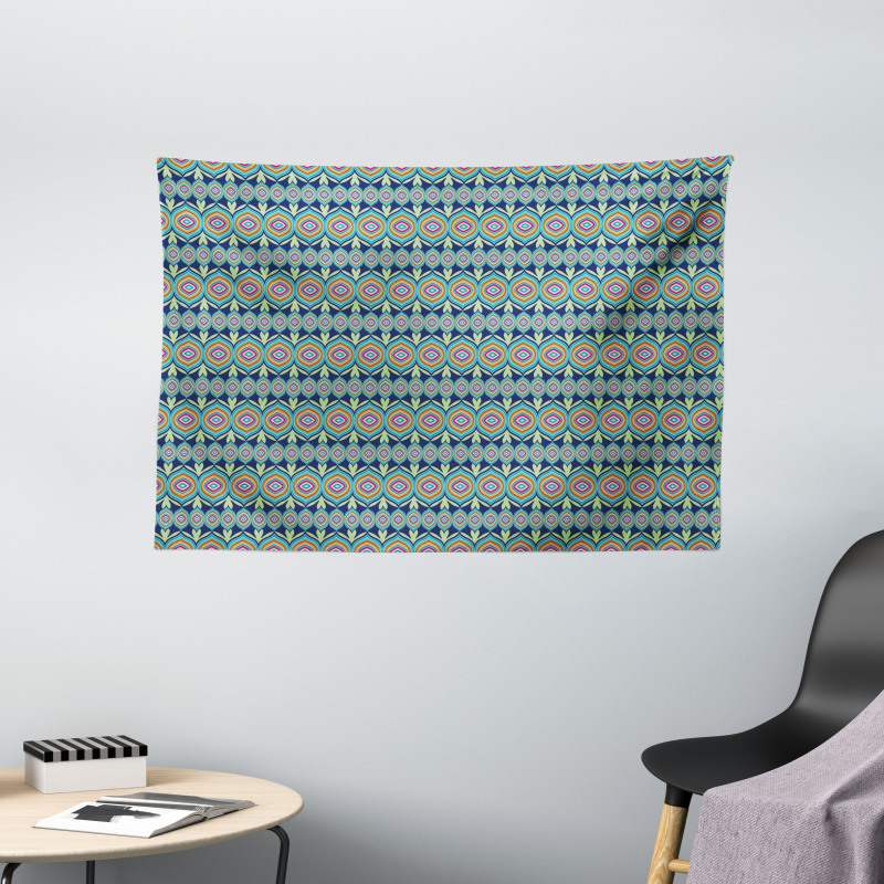 Abstract Colorful Shapes Wide Tapestry