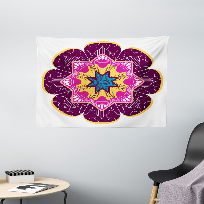 Vintage Motif Mandala Wide Tapestry