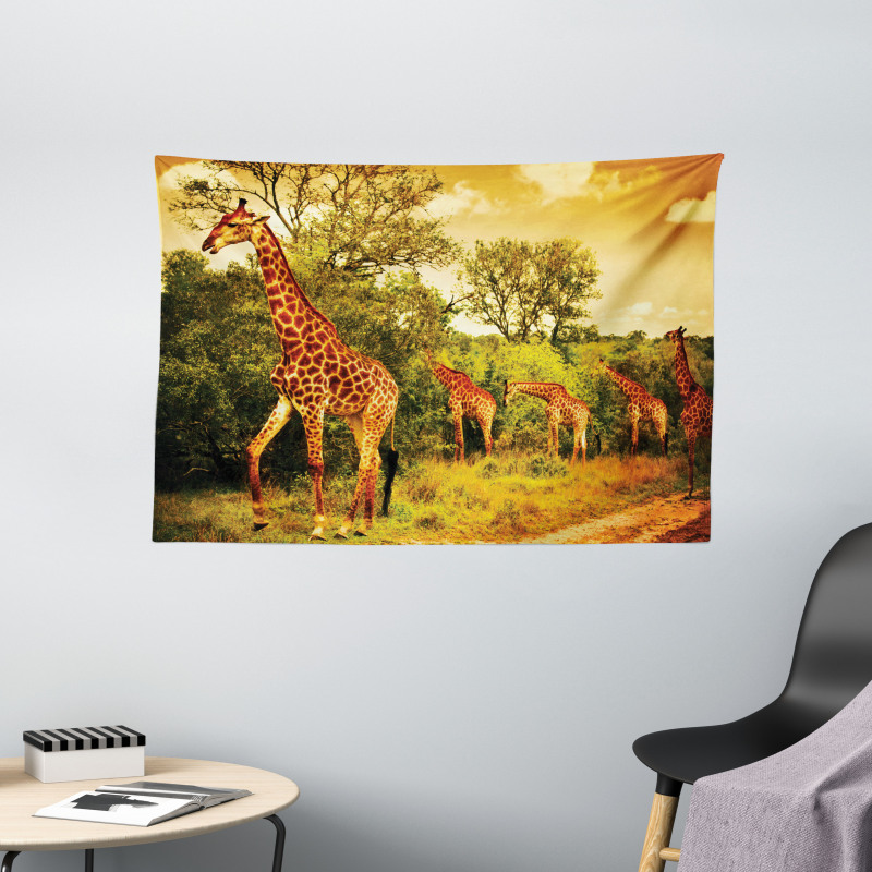 Safari Animals Wide Tapestry